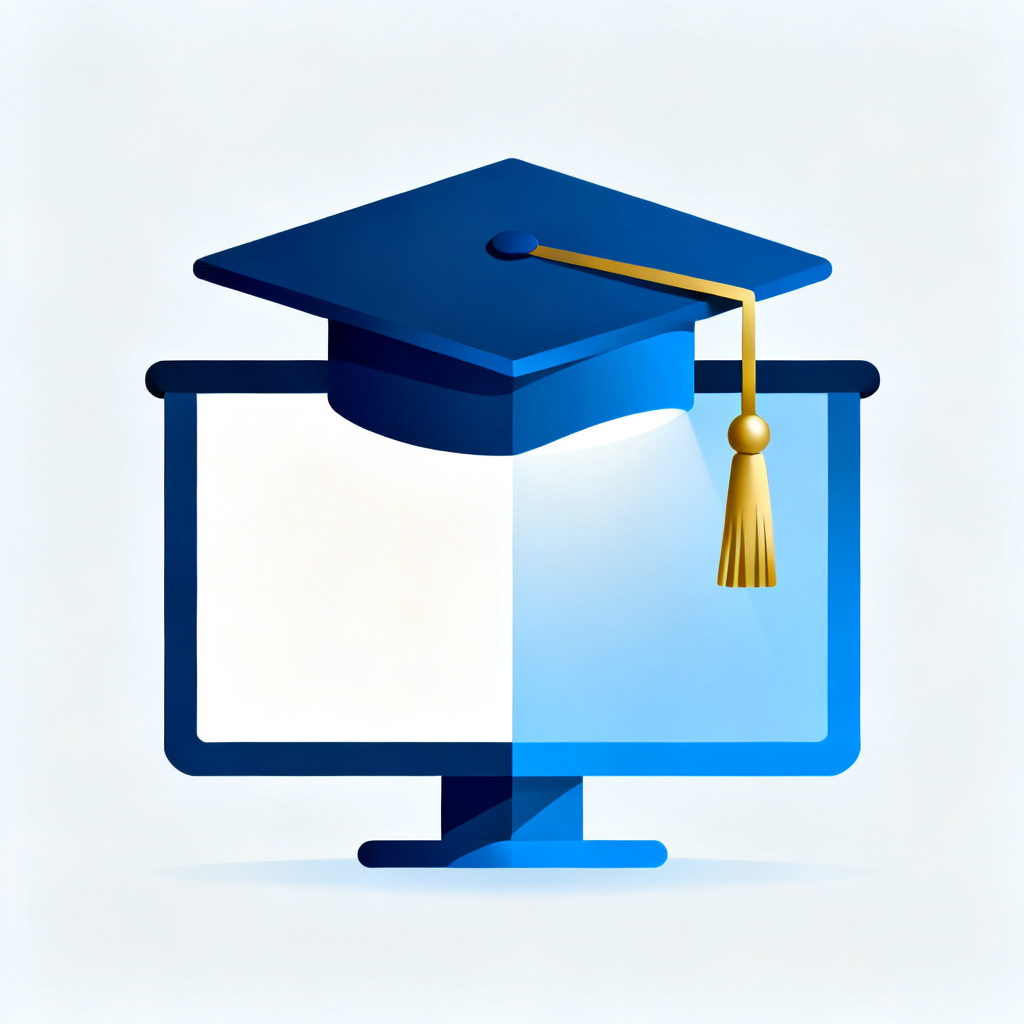 A stylized graphic showing a graduation cap merging with a digital presentation slide, symbolizing the fusion of academic achievement and AI technology