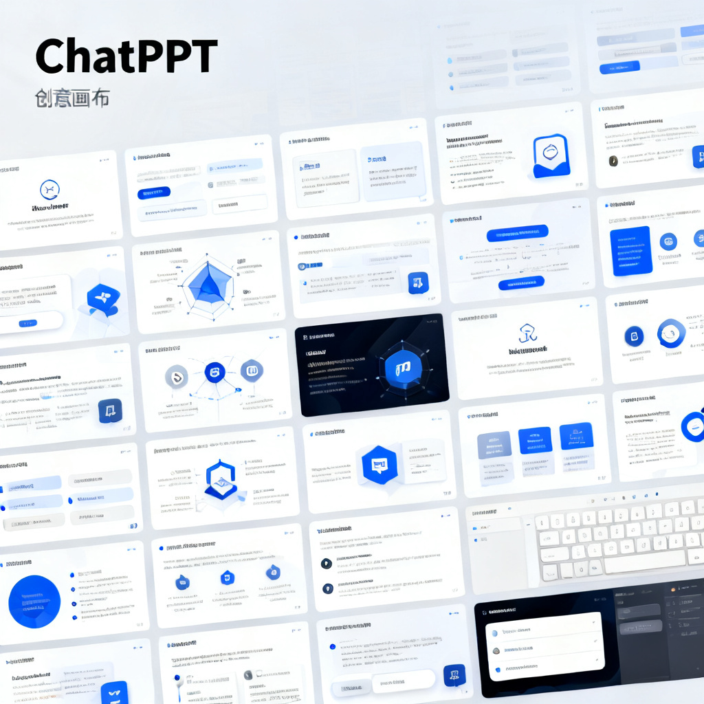 ChatPPT创意画布，图层分离，可编辑元素，专业设计感