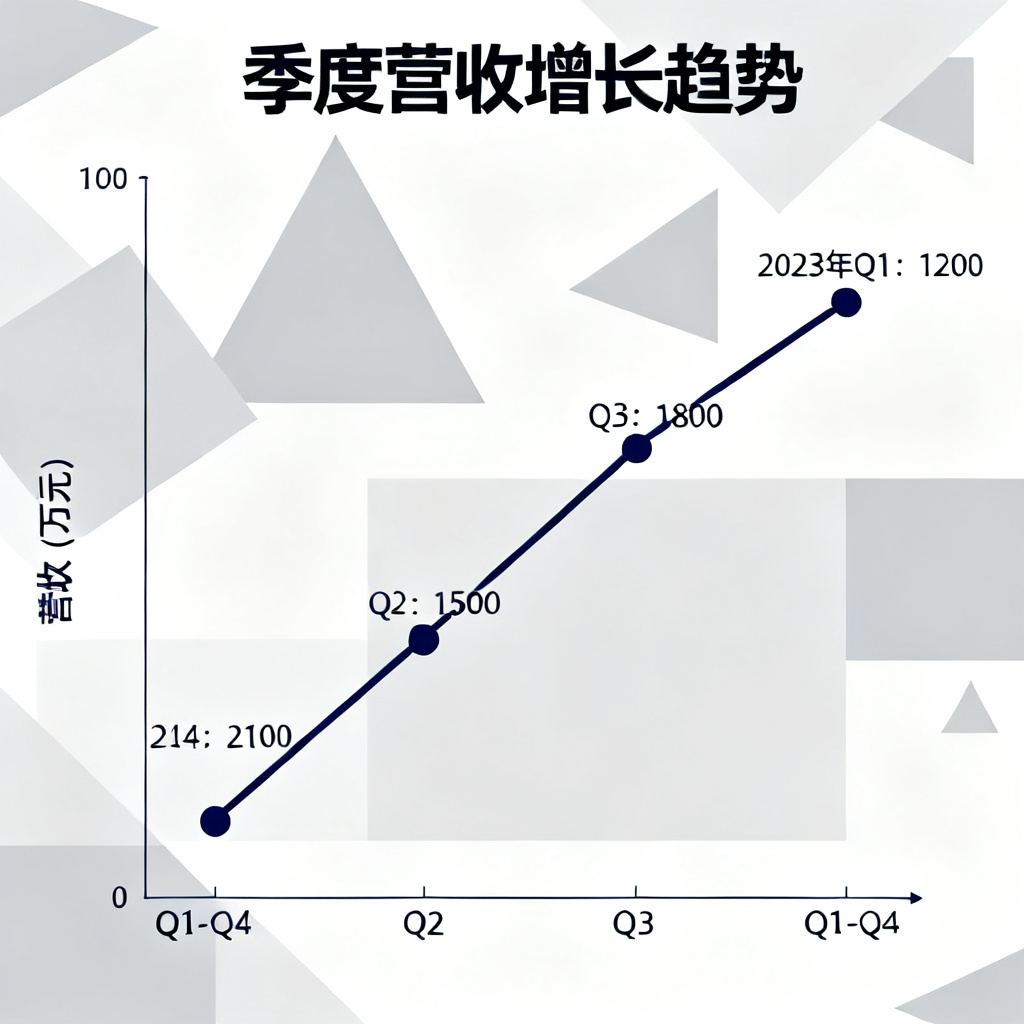 一张由GPT-Image2生成的商业图表，显示季度营收增长趋势，数据可视化清晰，背景是抽象几何图案，整体风格现代简约，文字标注准确