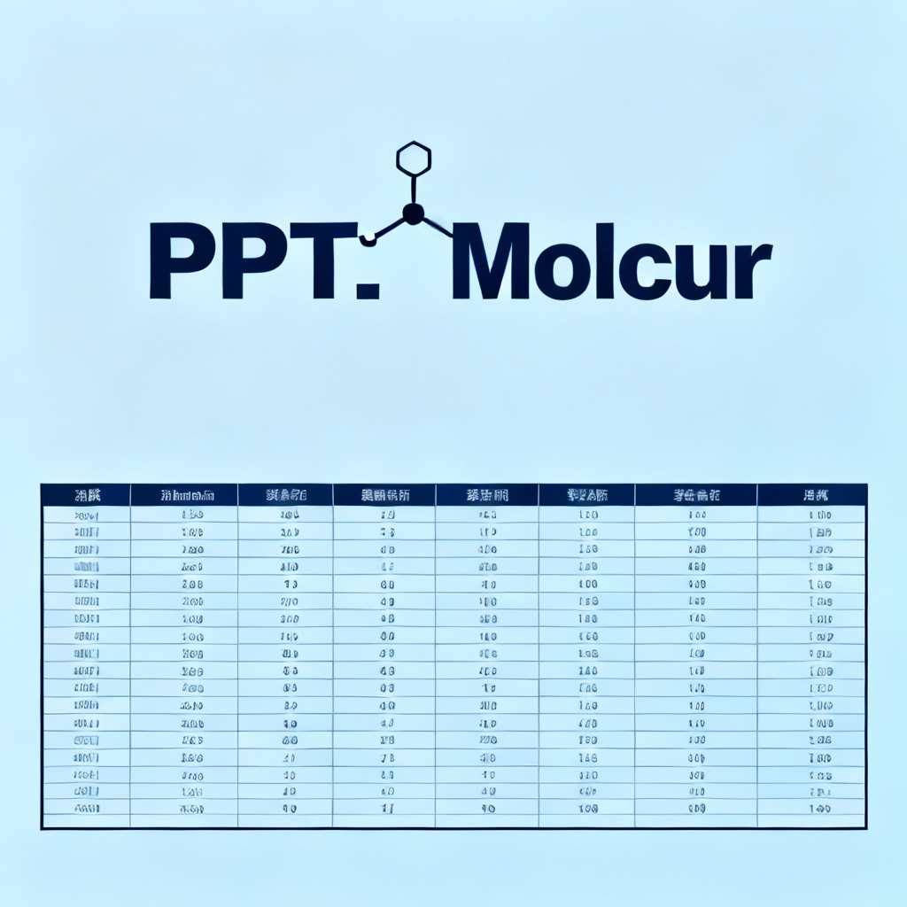 A close-up of a PPT slide with a molecular formula and a data table, both perfectly formatted