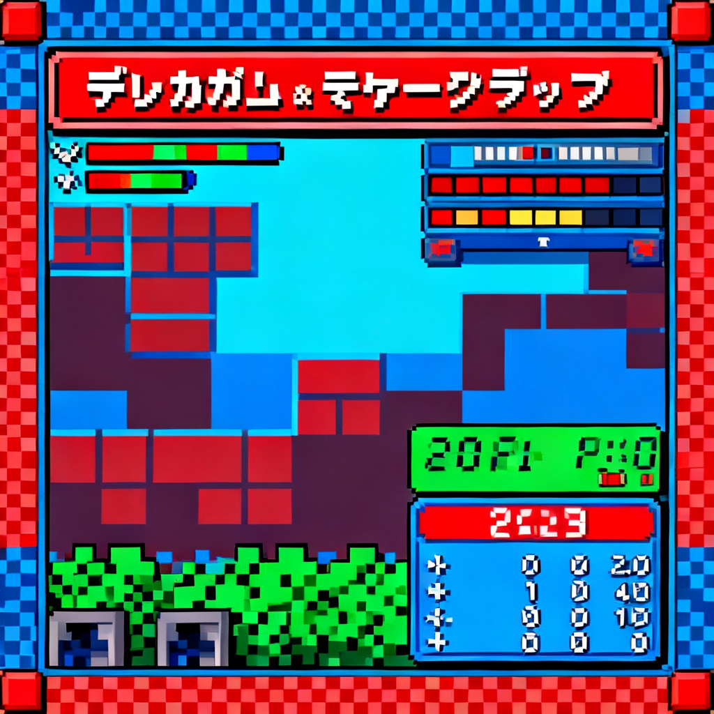 像素风格游戏界面，8-bit，复古，色彩鲜艳