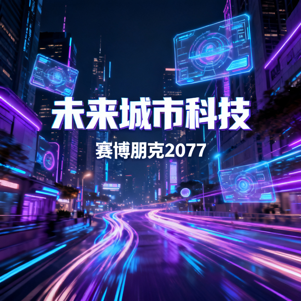 赛博朋克风格PPT内页，霓虹灯光，城市夜景，动态元素，科技感强