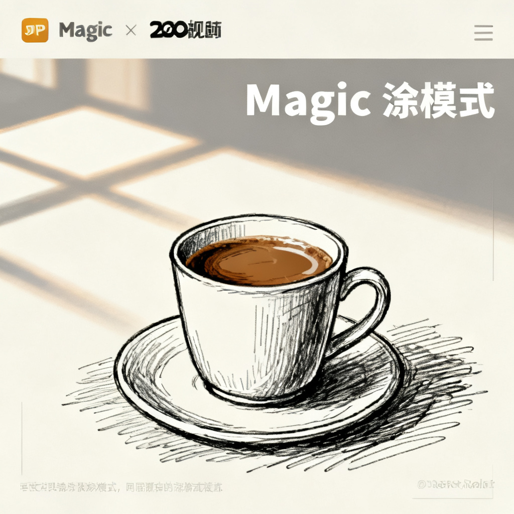 一份PPT页面中有一杯奶茶，使用Magic涂画模式将奶茶替换为咖啡，保持原有光影、风格不变