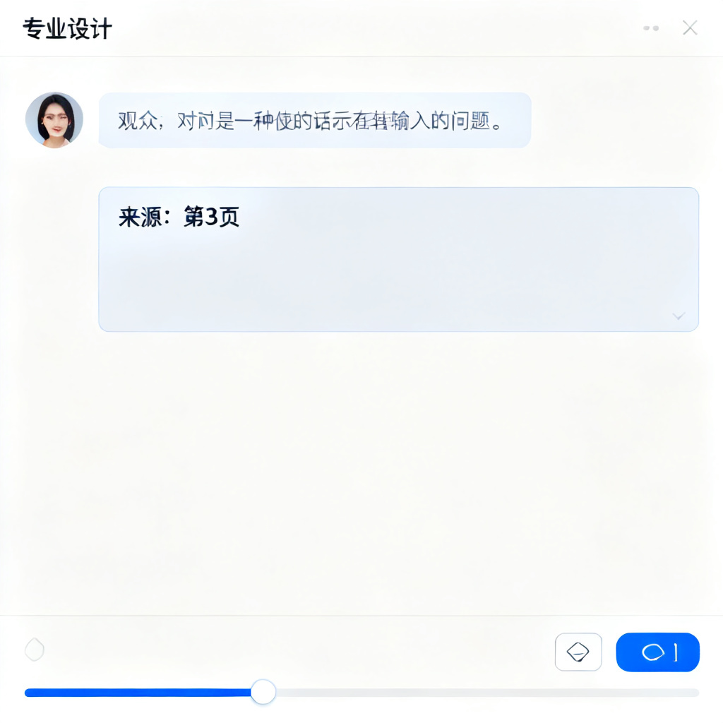 路演界面中，观众在对话框输入问题，AI回答并显示“来源：第3页”，页面底部有进度条与交互按钮，整体界面专业且清晰。