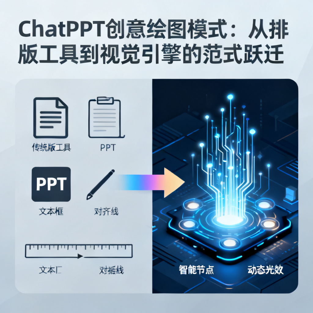 ChatPPT创意绘图模式:从排版工具到视觉引擎的范式跃迁,文章配图,构图简洁,高清质感