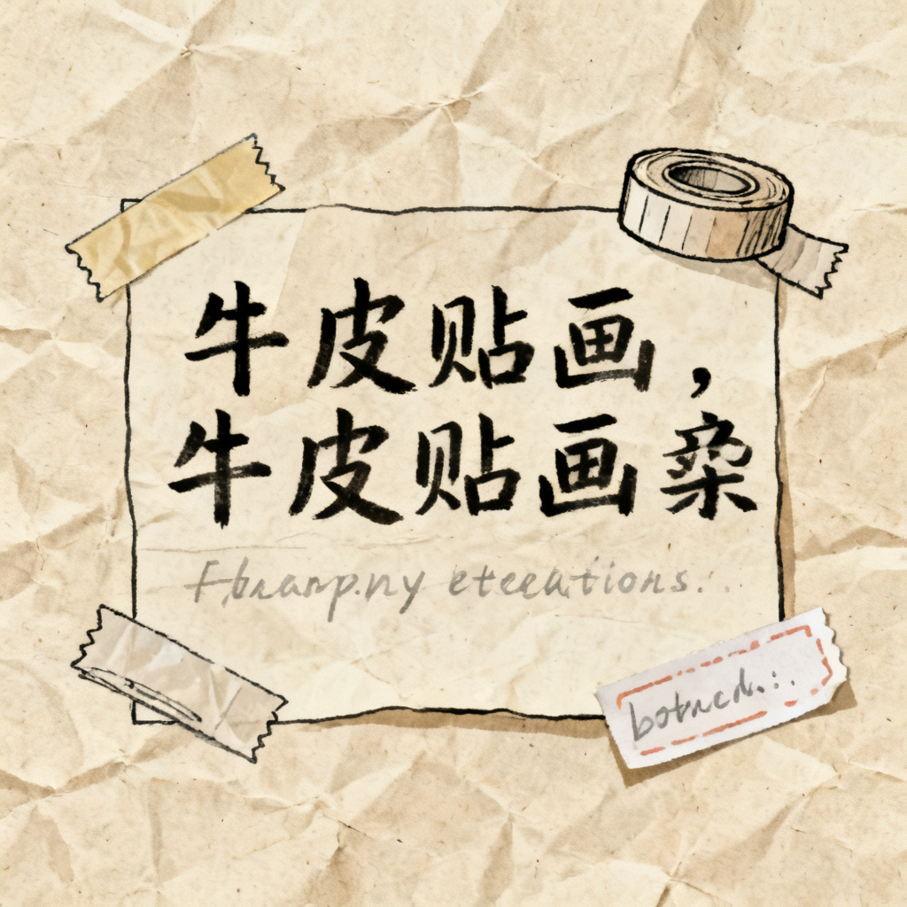 牛皮纸贴画风的教育课件页，内容以手绘风格呈现，元素包括胶带、贴纸、手写字体，背景是浅米色牛皮纸纹理，营造手工质感