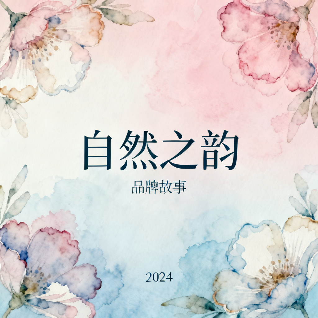梦幻水彩风格的品牌展示页，柔和渐变，手绘元素，优雅字体，自然花卉装饰