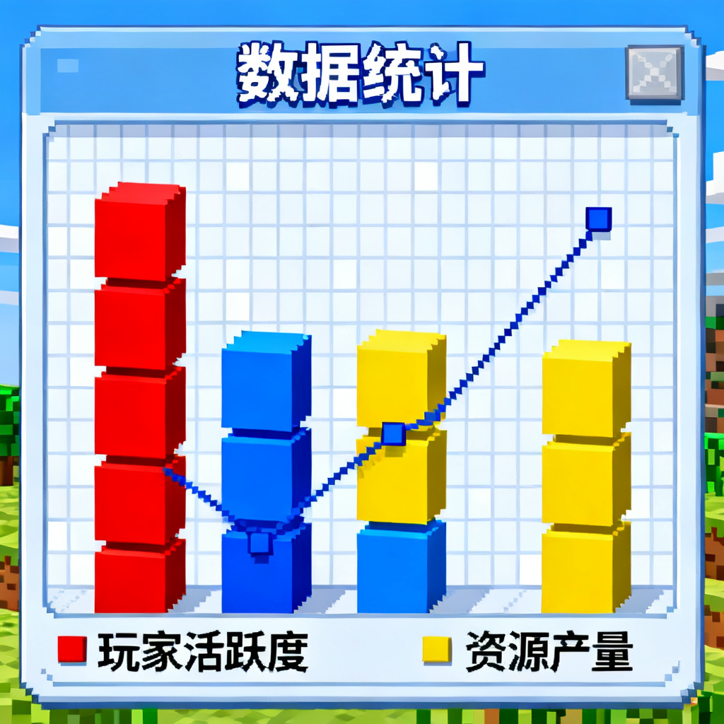 我的世界像素风，数据分析图表展示，方块状元素，低像素网格背景，鲜艳的色块，游戏化界面设计，有趣且信息清晰