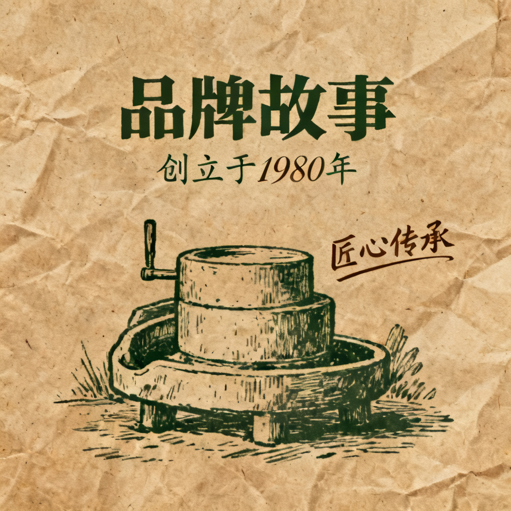 牛皮纸贴画风的品牌介绍页，手绘插画与复古字体