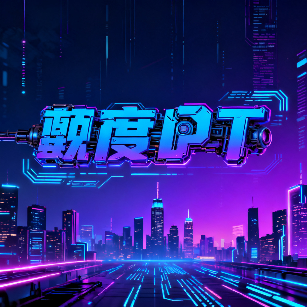 赛博朋克风格PPT页面，霓虹灯光效，城市天际线，机械字体，蓝色紫色渐变，科技感数据流