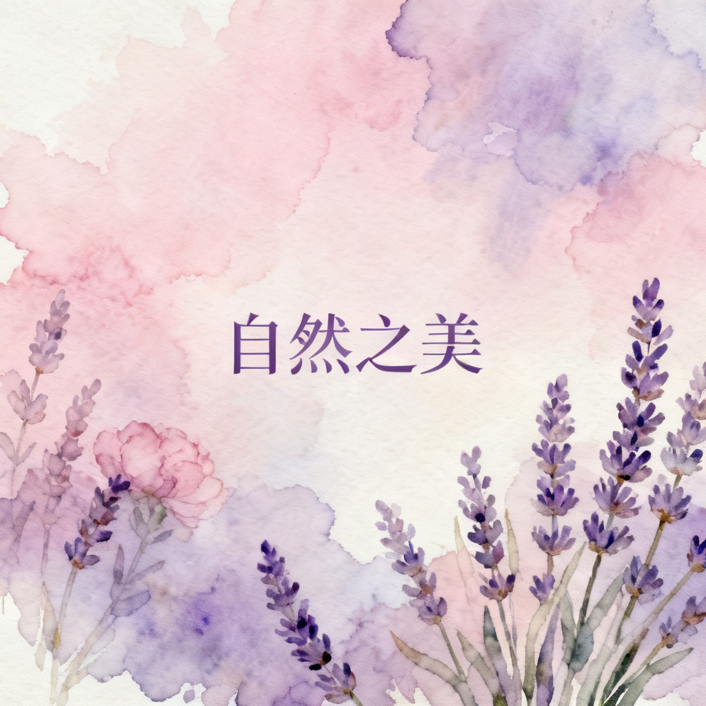 梦幻水彩风格，柔和的渐变与手绘花卉，浅粉色与薰衣草色调，极简文字排版