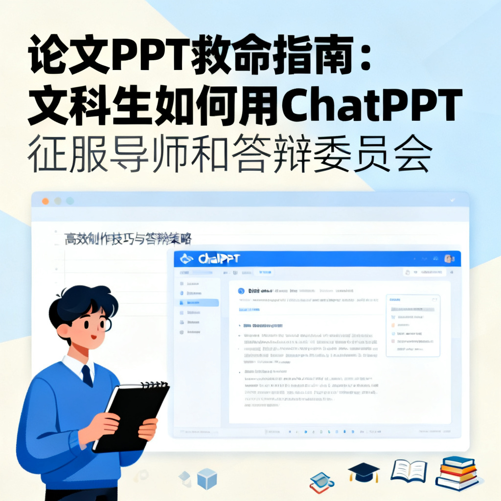 论文PPT救命指南：文科生如何用ChatPPT征服导师和答辩委员会，文章配图，构图简洁，高清质感