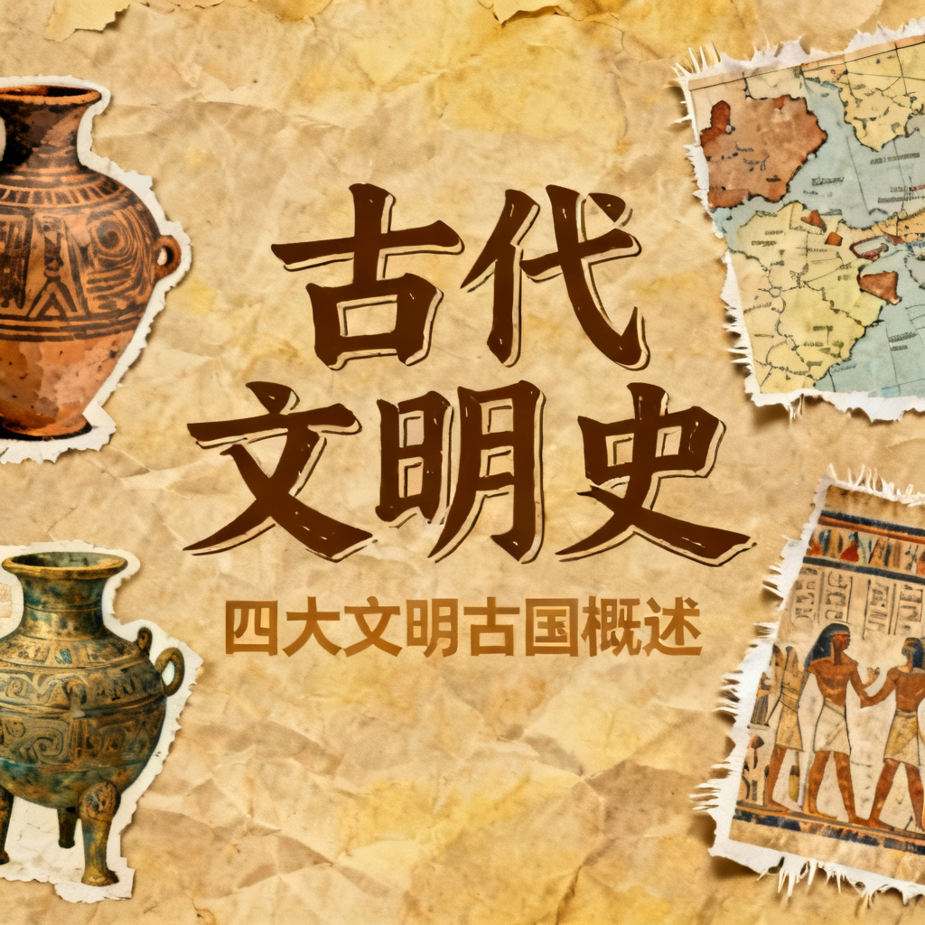 牛皮纸贴画风历史课件PPT,复古纹理,手写字体,拼贴元素,暖黄色调