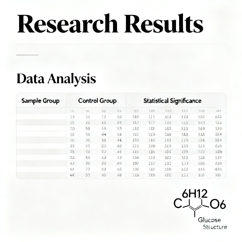 A professional academic PPT template with a clean layout, featuring a data comparison table and a molecular formula, in a university presentation style, high resolution, 4k