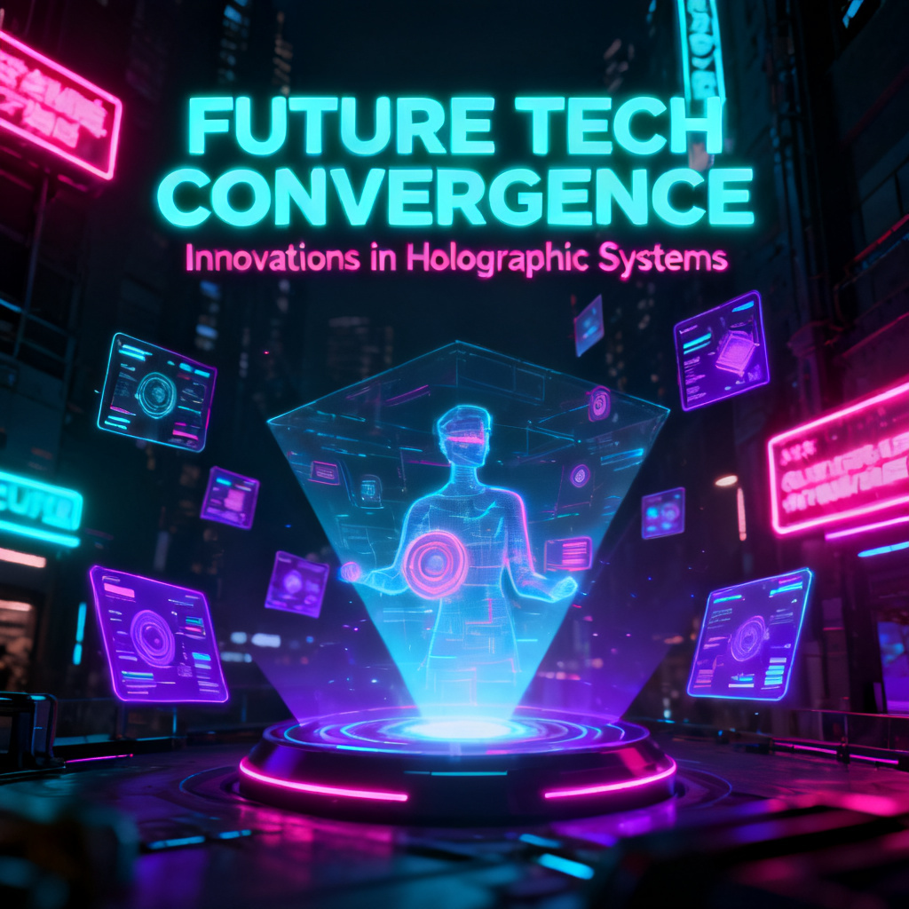 A futuristic cyberpunk style presentation slide with neon lights and holographic elements, generated by ChatPPT's creative drawing mode.