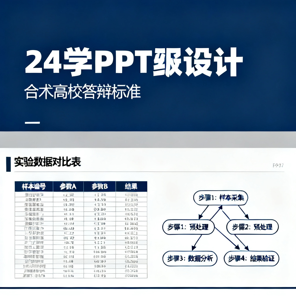 一张学术PPT页面,包含复杂的数据表格和流程图,字体清晰,配色严谨,符合高校答辩标准。