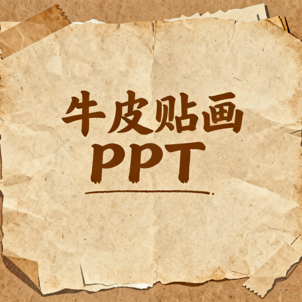 牛皮纸贴画风PPT，复古纹理背景，剪贴画风格元素，手写字体，棕色与米色主色调