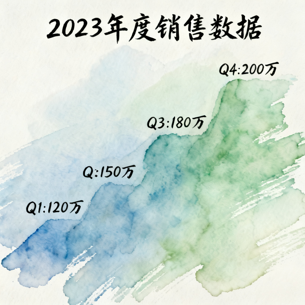 极简水彩风格,淡蓝浅绿渐变,手写体,自然笔触,商业数据,图表,柔和光影,专业感