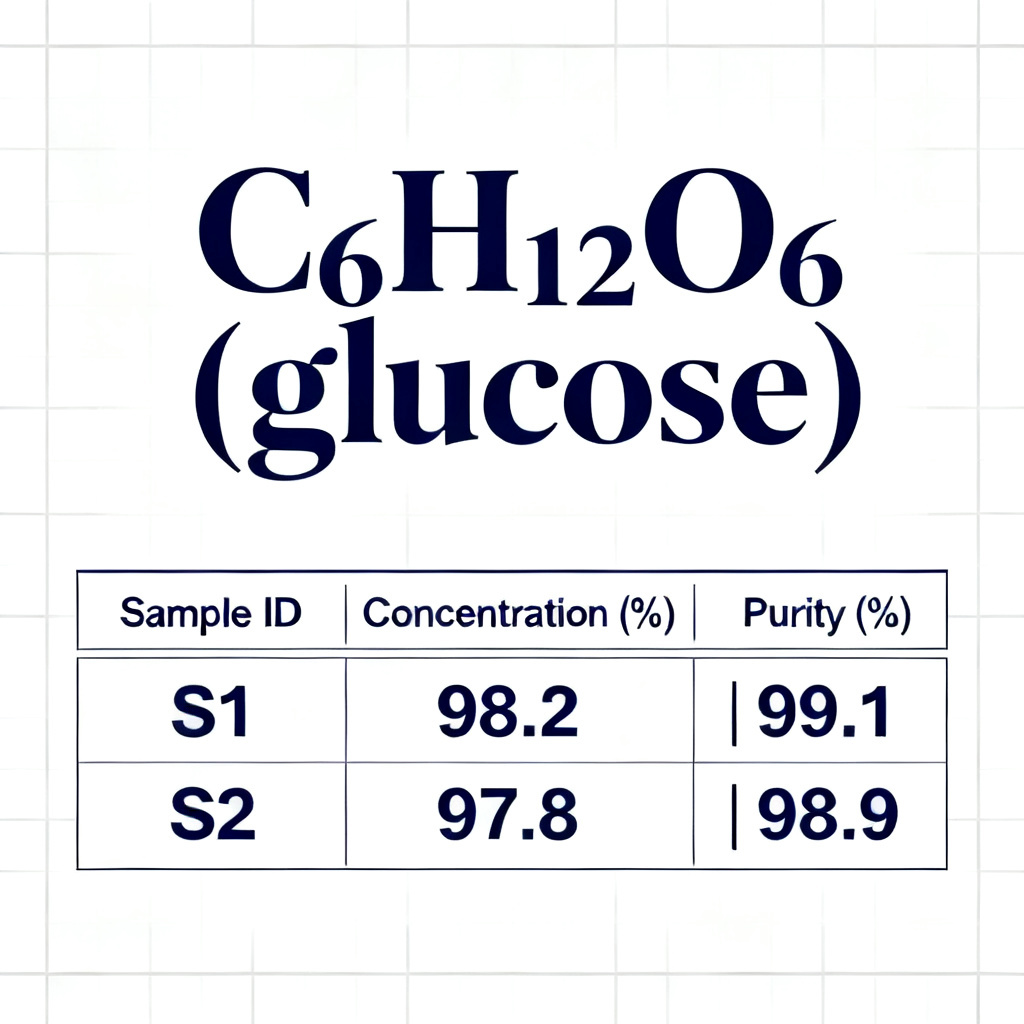 An academic presentation slide with a complex molecular formula and data table, rendered perfectly, clean and professional design