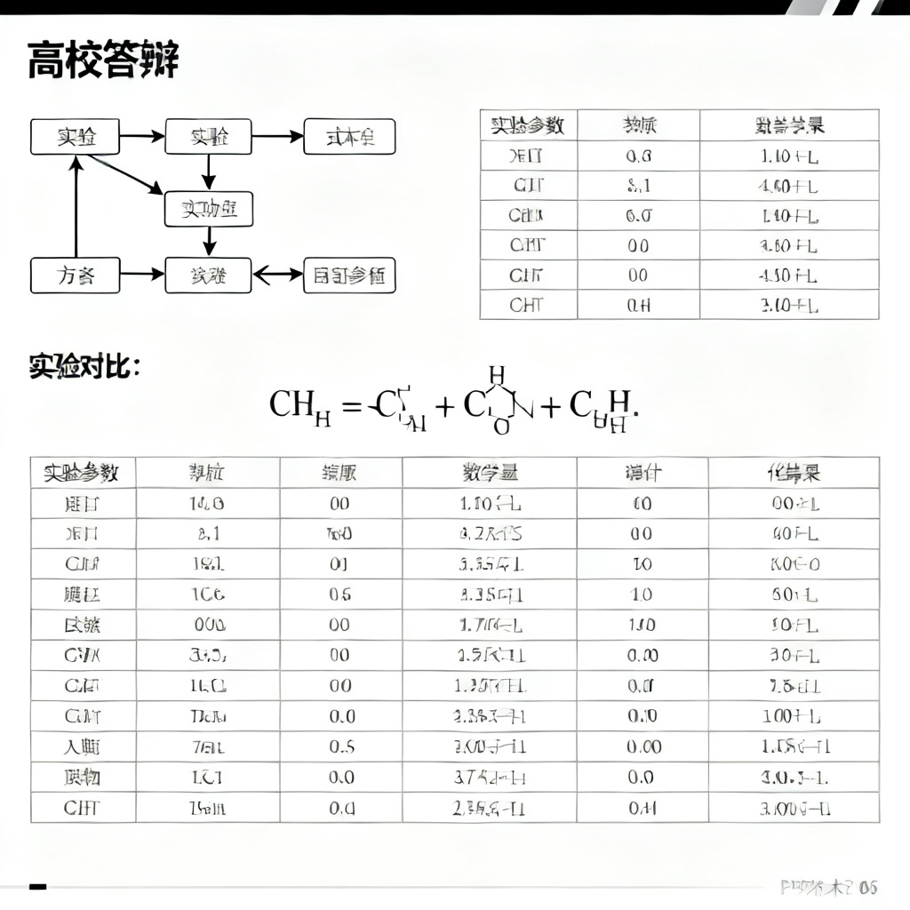 一张ChatPPT生成的学术PPT幻灯片，包含实验流程图、数据对比表格和化学公式，排版严谨，背景为白色，文字为黑色，符合高校答辩风格