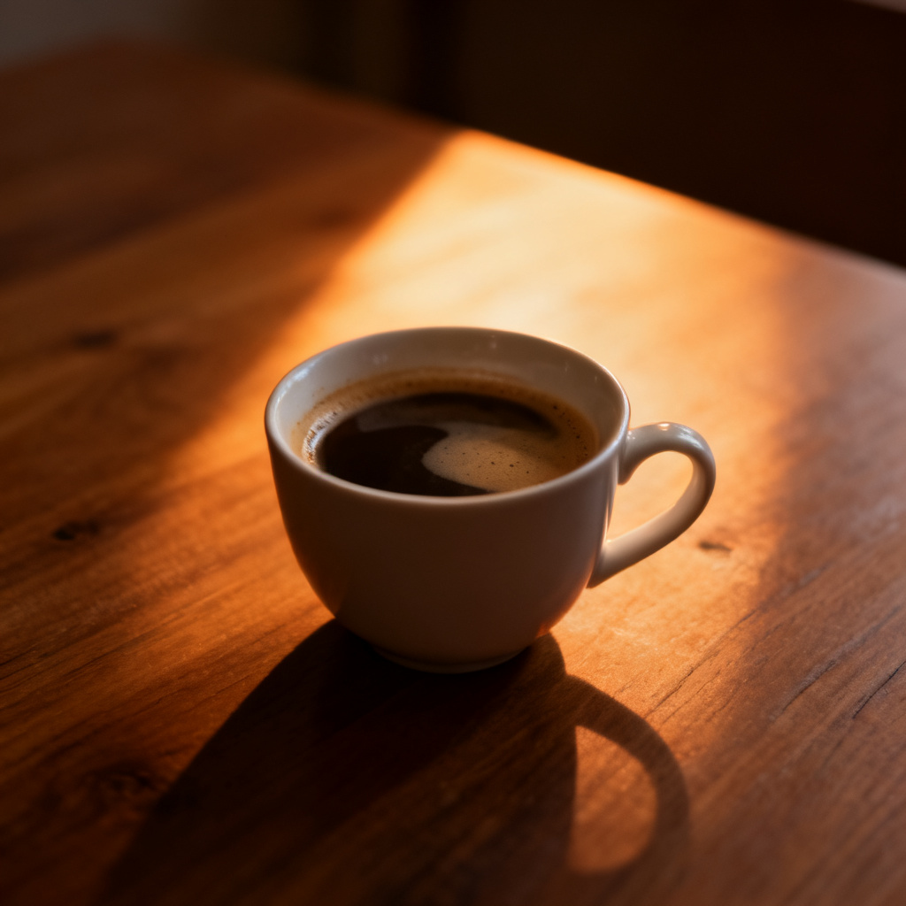 将页面中的一杯奶茶替换为一杯咖啡，保持光影一致，背景风格不变
