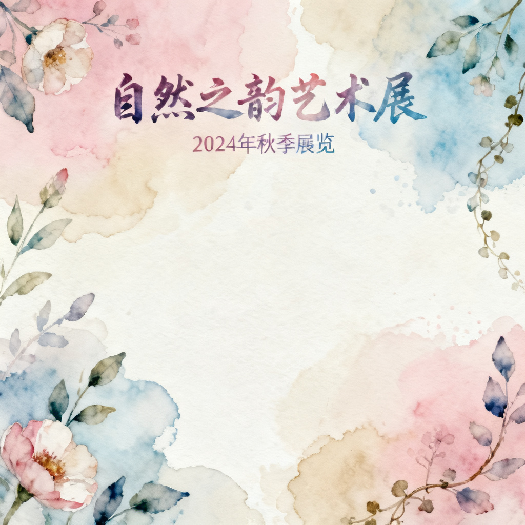 梦幻水彩风格，柔和渐变，自然元素，艺术展览PPT