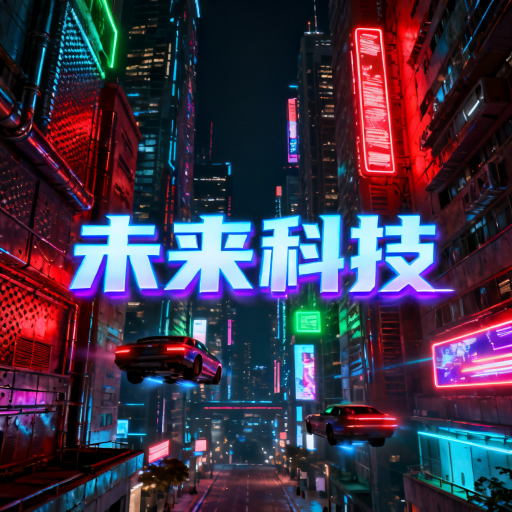 一个赛博朋克风格的PPT页面，背景是霓虹城市，标题文字带有发光效果。风格参考《银翼杀手》，色彩饱和，细节丰富。