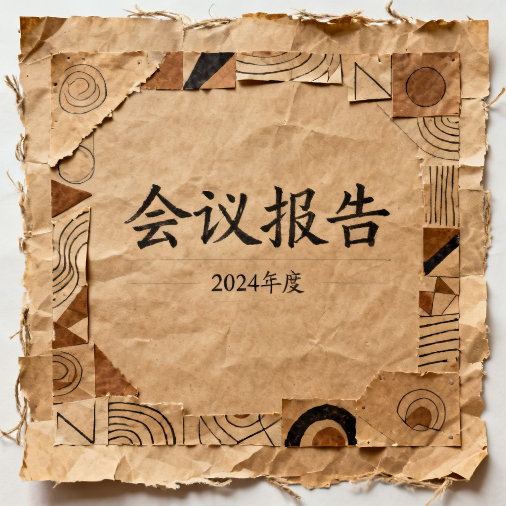 牛皮纸贴画风格，复古纹理，手工质感，会议报告封面