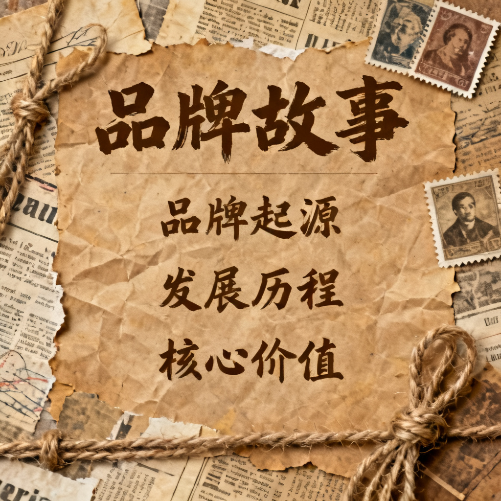牛皮纸贴画风格品牌故事PPT,旧报纸、邮票、麻绳元素,复古色调,手写字体,拼贴艺术