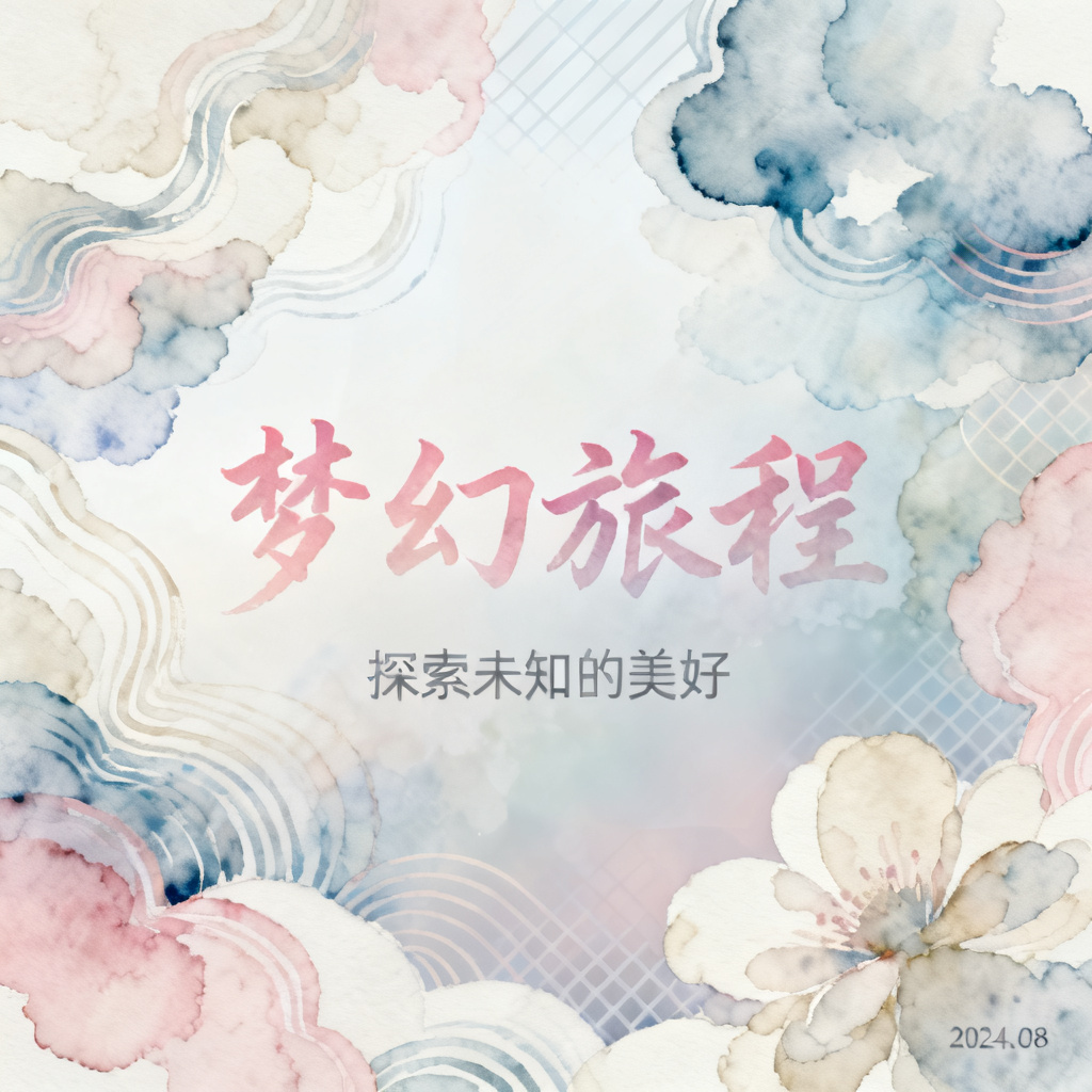 生成一份具有梦幻水彩风格的PPT页面，包含抽象图案和柔和色彩，营造梦幻氛围