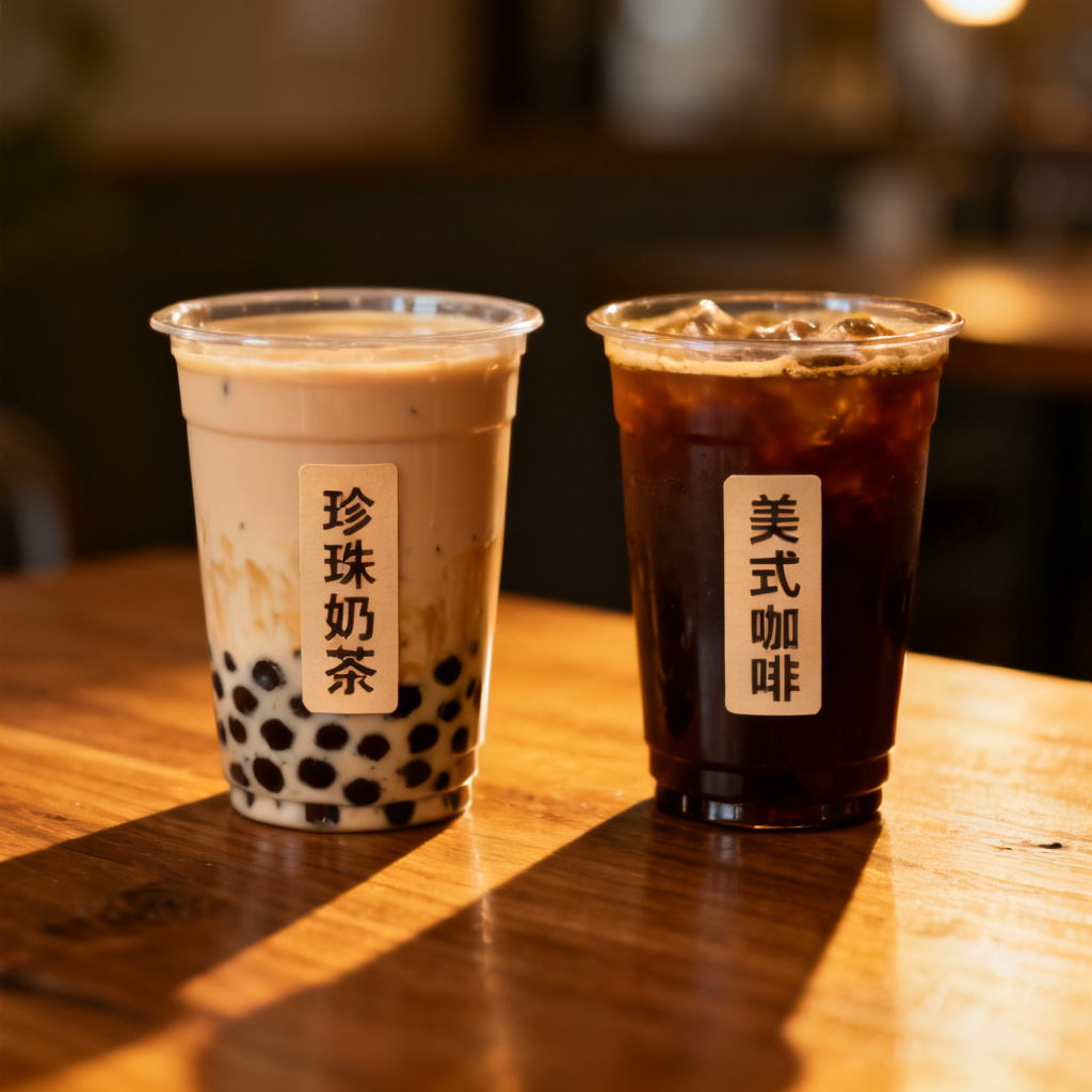 将页面中的奶茶替换为咖啡，保持原有光影和风格，展示修改前后的对比