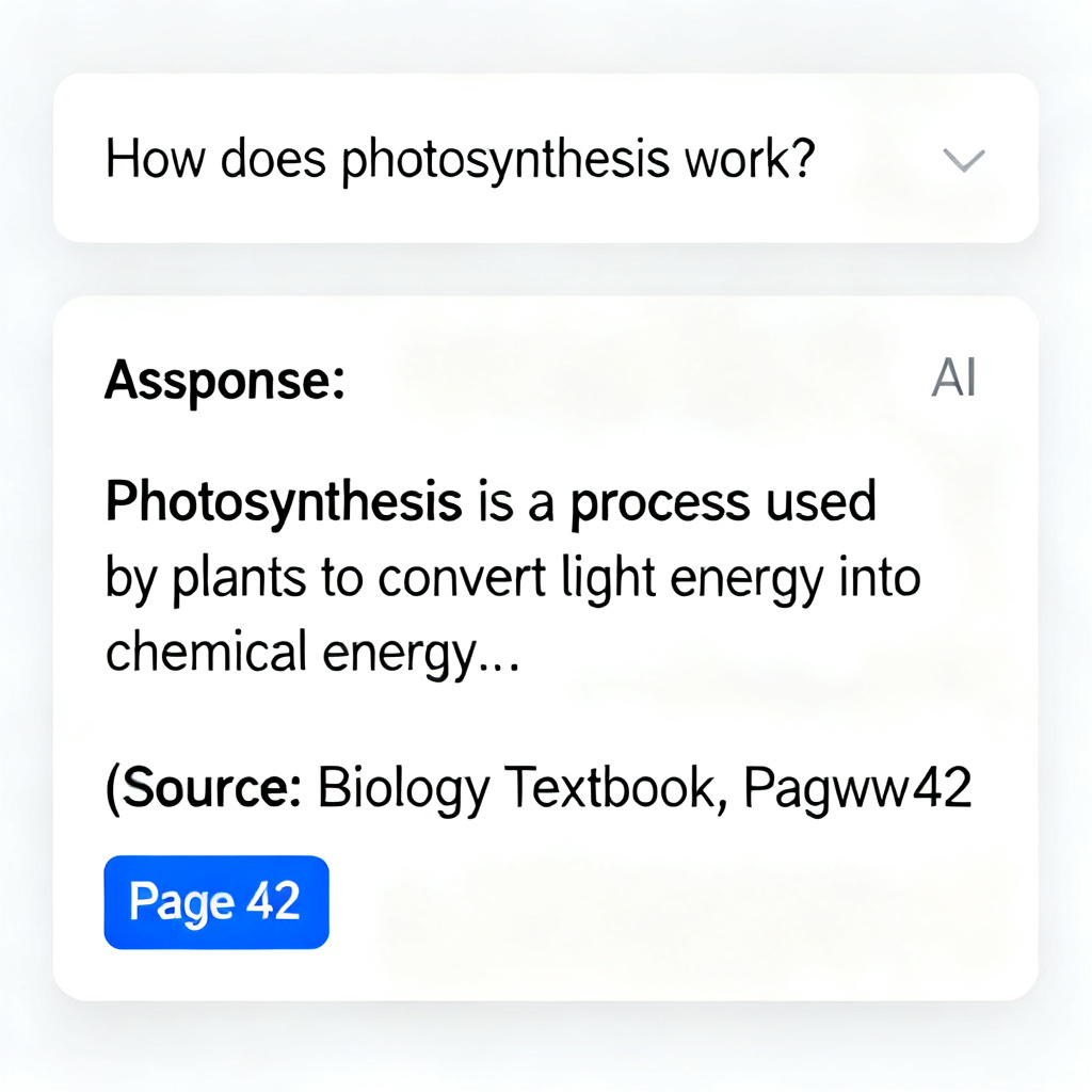 A screenshot of ChatPPT's AI Q&A interface, showing a user question and the AI response with a highlighted source page number.