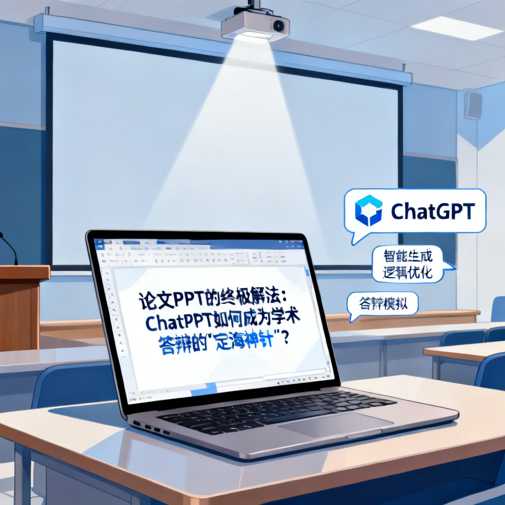 论文PPT的终极解法：ChatPPT如何成为学术答辩的“定海神针”？，文章配图，构图简洁，高清质感