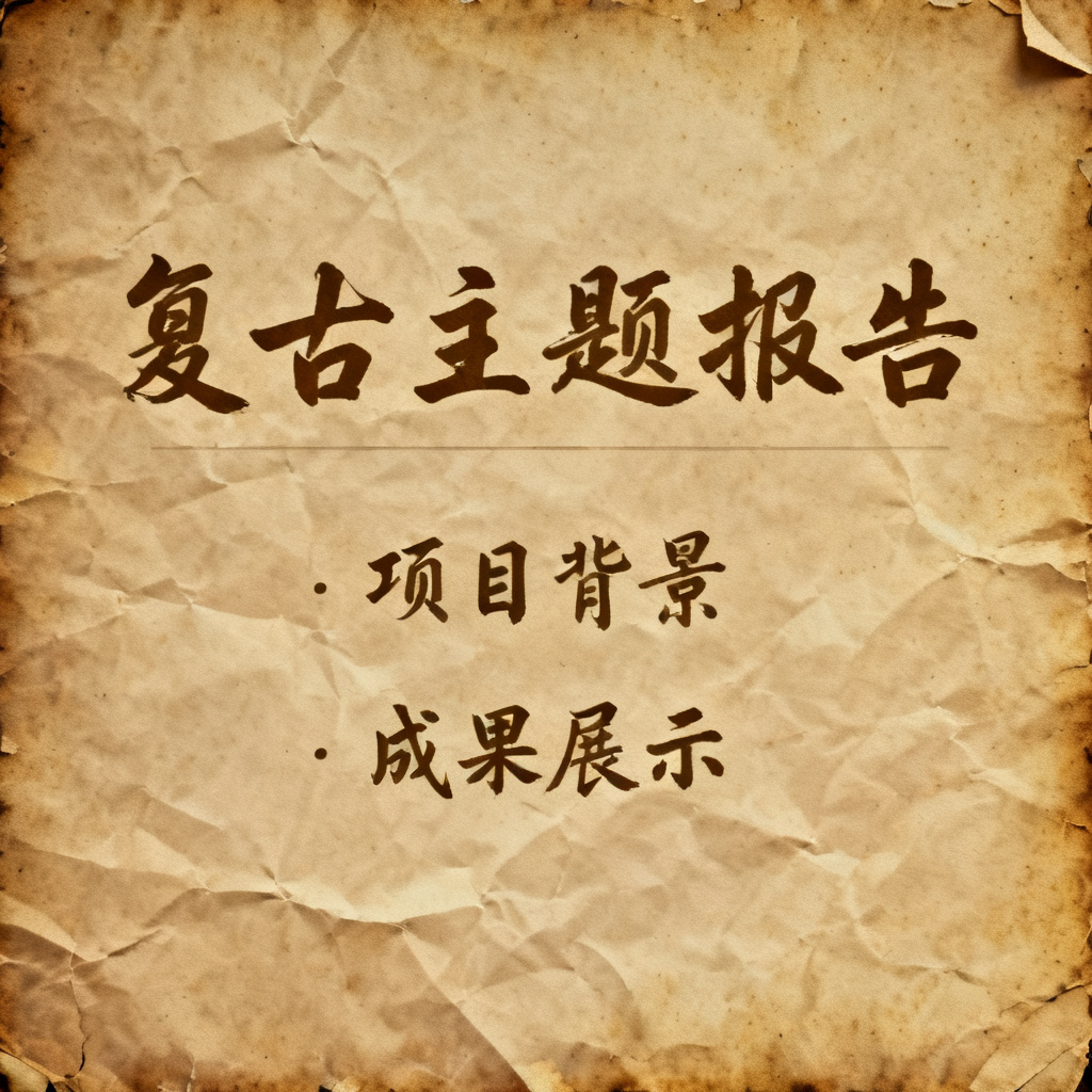 根据上传的牛皮纸海报，生成一套复古风格的PPT，包含手写字体、旧照片滤镜、纸质纹理等细节