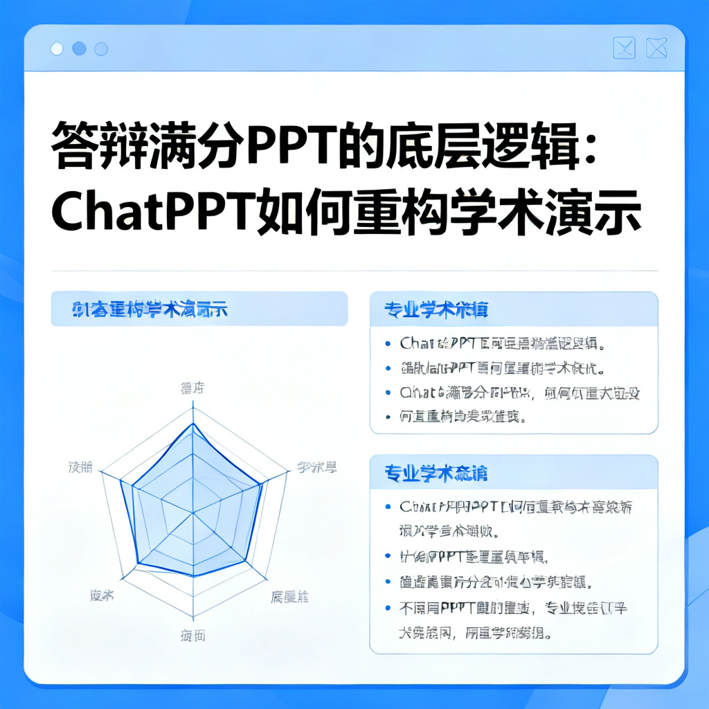 答辩满分PPT的底层逻辑:ChatPPT如何重构学术演示,文章配图,构图简洁,高清质感
