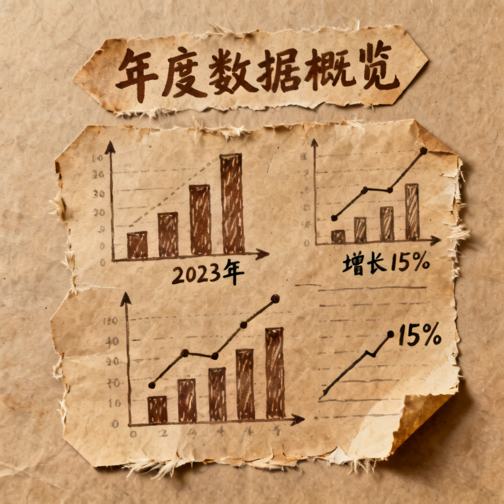 牛皮纸贴画风格信息图，复古纹理与手绘线条，数据图表以贴纸形式呈现