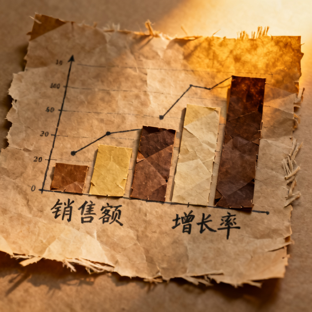 牛皮纸贴画风格PPT数据图表,手工质感,纸张纹理,复古配色,精细剪裁