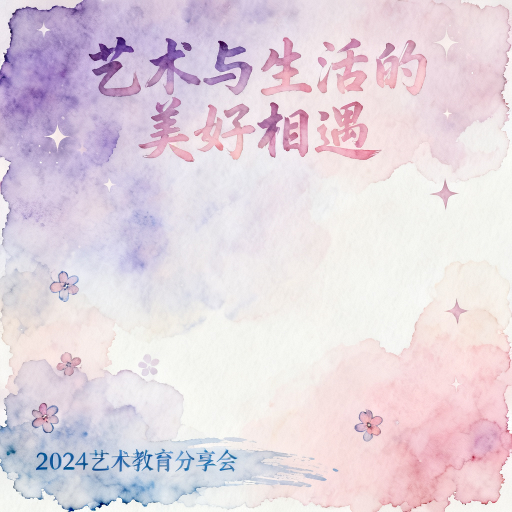梦幻水彩风格的PPT页面,色彩柔和渐变,元素以手绘感的水彩笔触呈现,整体氛围浪漫唯美,适合艺术、教育或生活方式类主题