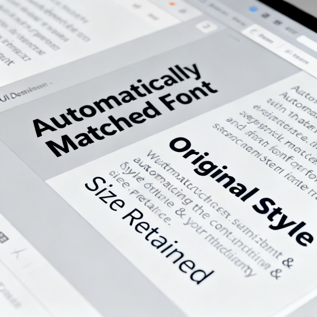 A close-up of a slide showing text being automatically matched to the original font style and size after editing
