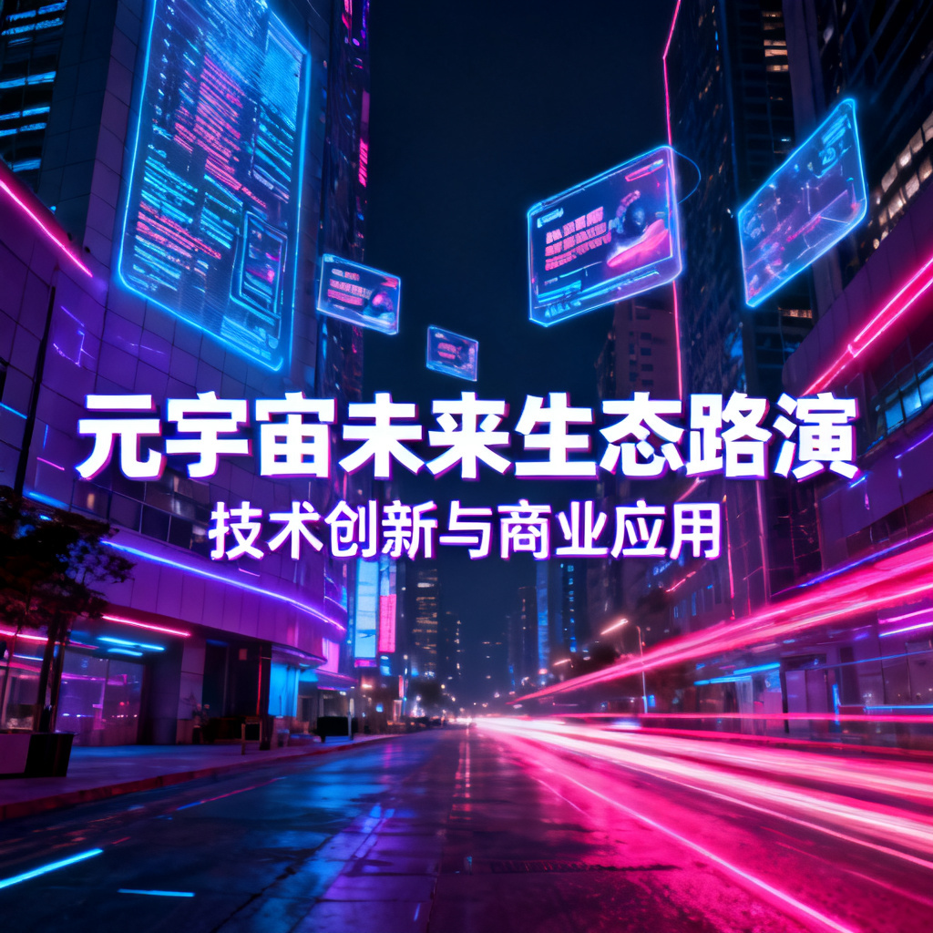 赛博朋克风格的元宇宙路演PPT,霓虹灯光,城市夜景,科技感