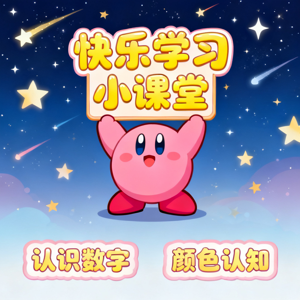生成一份星之卡比风格的儿童教育PPT,背景为星空,主角色为粉色卡比,字体圆润可爱