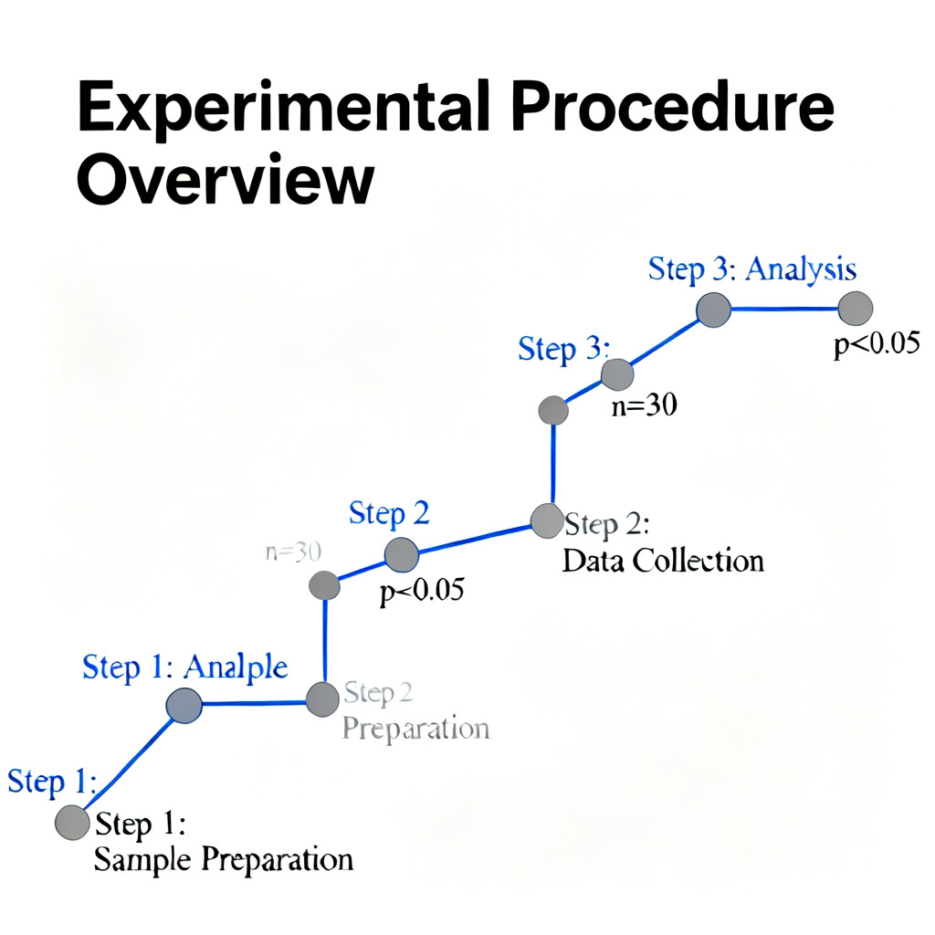 A clean, professional academic slide showing a complex experimental flowchart with data points, in a university presentation style, minimal colors, white background, high resolution