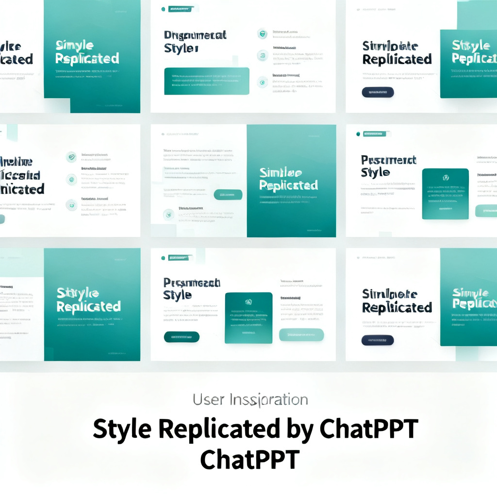 A slide that replicates the style of a user-uploaded inspiration image, showing color palette, layout, and typography match, with a note 'Style Replicated by ChatPPT'