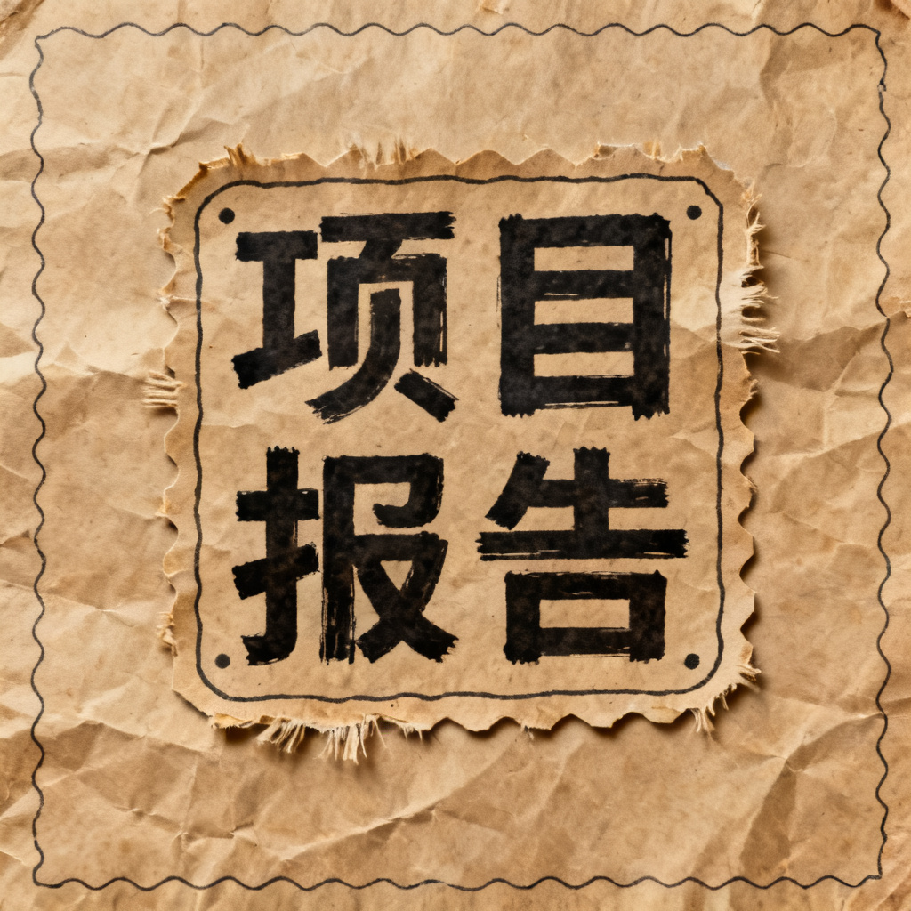 牛皮纸贴画风格报告封面，复古纹理背景，手写字体标题，贴纸风格的图标与边框
