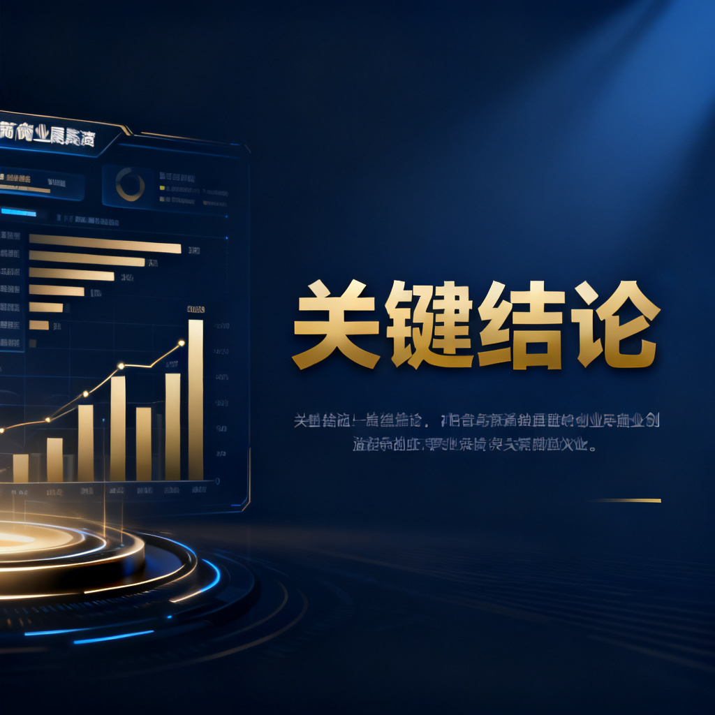 商业路演场景下的高质量演示风格，深蓝色背景搭配金色渐变文字，图表采用动态数据可视化设计，页面布局简洁大气，左侧为数据图表，右侧为关键结论，整体风格专业且富有科技感，光影效果细腻，适合创业融资路演