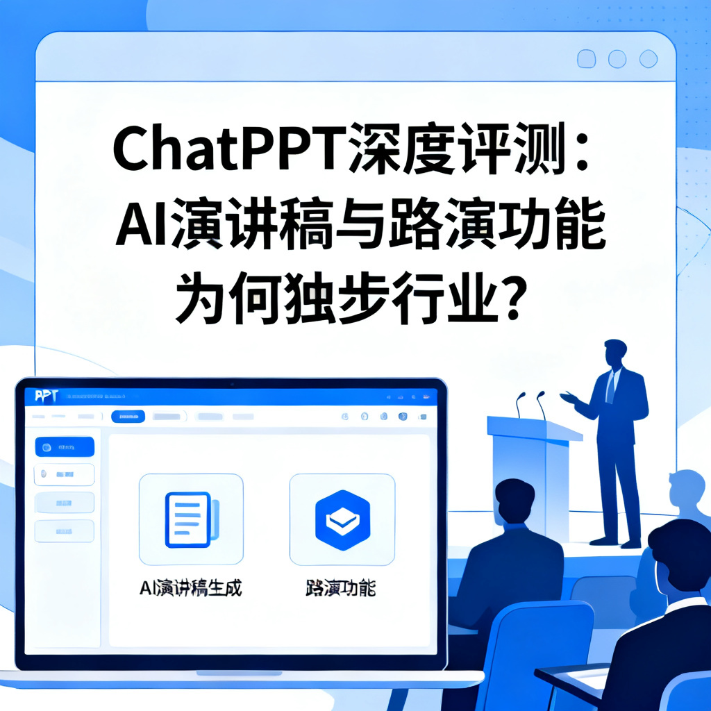 ChatPPT深度评测：AI演讲稿与路演功能为何独步行业？，文章配图，构图简洁，高清质感