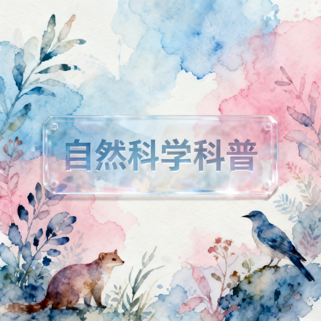 梦幻水彩风科普PPT,淡蓝色与粉色交织的水彩背景,植物与动物以水彩笔触呈现,文字框采用透明质感,整体风格柔和、清新,适合自然科学主题