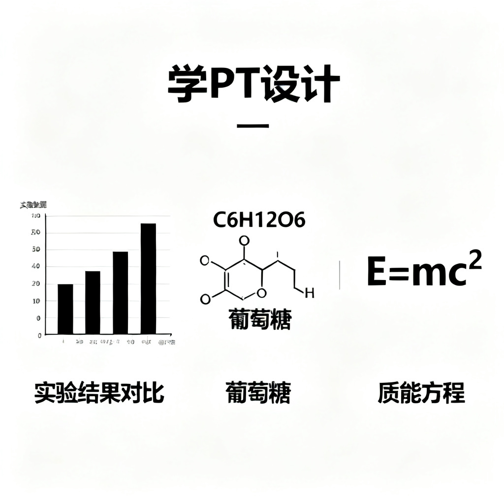 一张学术PPT幻灯片，展示实验数据图表、化学分子式和数学公式，排版严谨，背景为白色