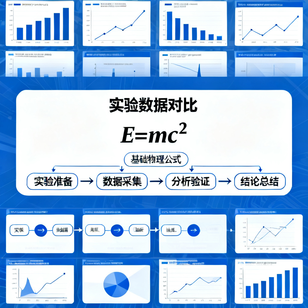 ChatPPT内置的学术模板示例，包含数据图表、公式和实验流程图，风格专业严谨