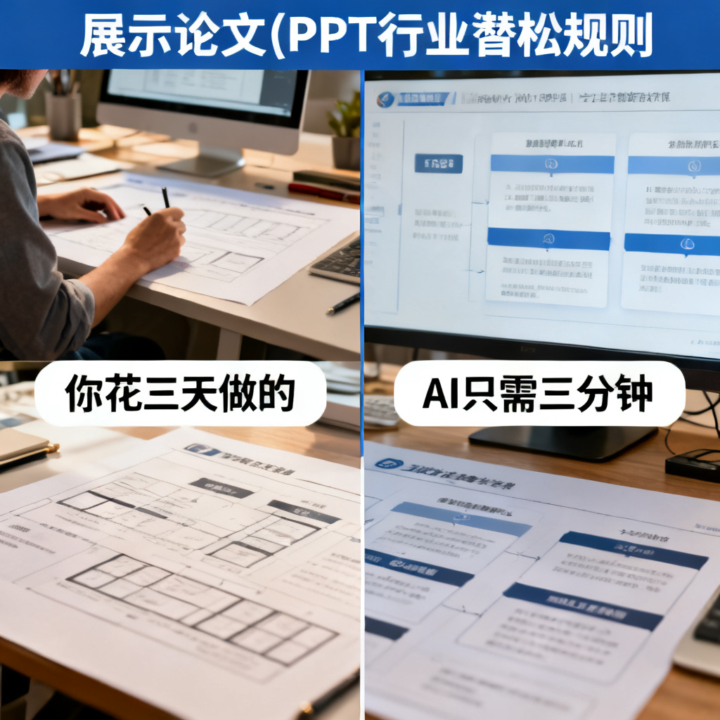 论文PPT行业潜规则:你花三天做的,AI只需三分钟,文章配图,构图简洁,高清质感